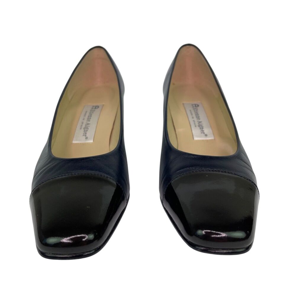 Etienne Aigner Navy Blue Leather Brown Toe Pumps Heels Women's Sz 8.5 M - Picture 13 of 16